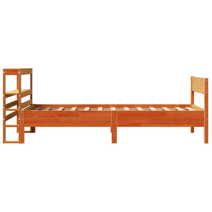Bed Frame without Mattress Wax Brown 100x200 cm Solid Wood Pine