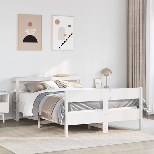 Bed Frame without Mattress White 140x190 cm Solid Wood Pine