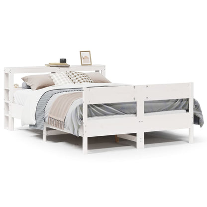 Bed Frame without Mattress White 135x190 cm Double Solid Wood Pine