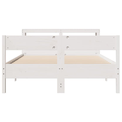 Bed Frame without Mattress White 135x190 cm Double Solid Wood Pine