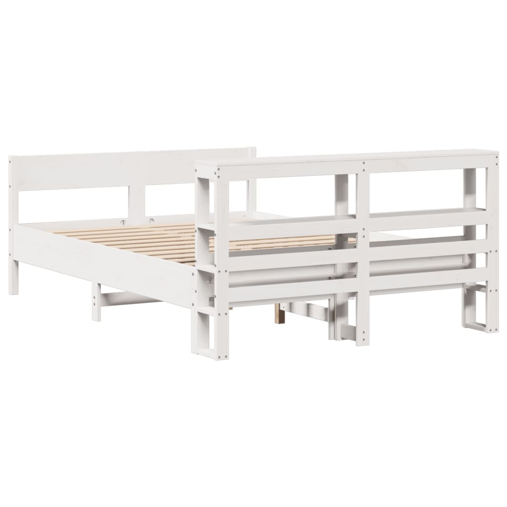 Bed Frame without Mattress White 135x190 cm Double Solid Wood Pine