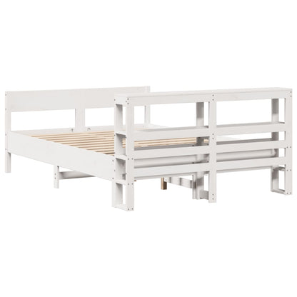 Bed Frame without Mattress White 135x190 cm Double Solid Wood Pine