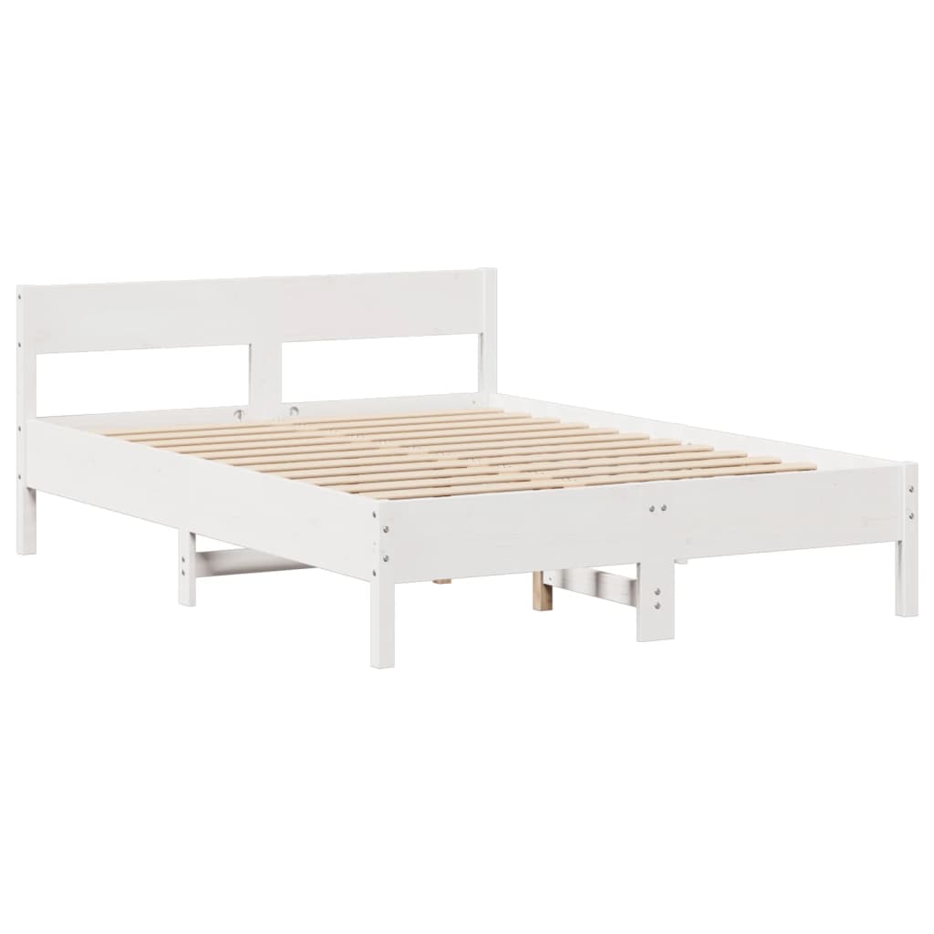 Bed Frame without Mattress White 135x190 cm Double Solid Wood Pine