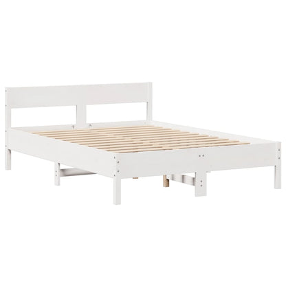 Bed Frame without Mattress White 135x190 cm Double Solid Wood Pine