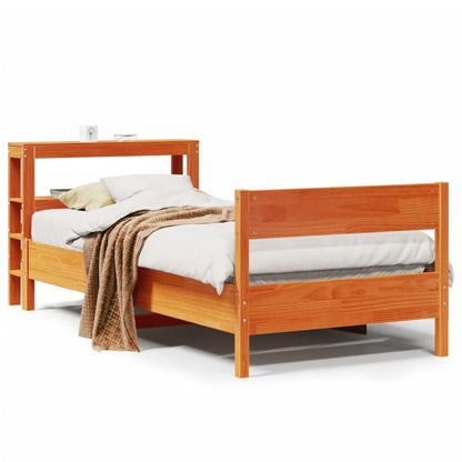 Bed Frame without Mattress Wax Brown 90x190 cm Single Solid Wood Pine