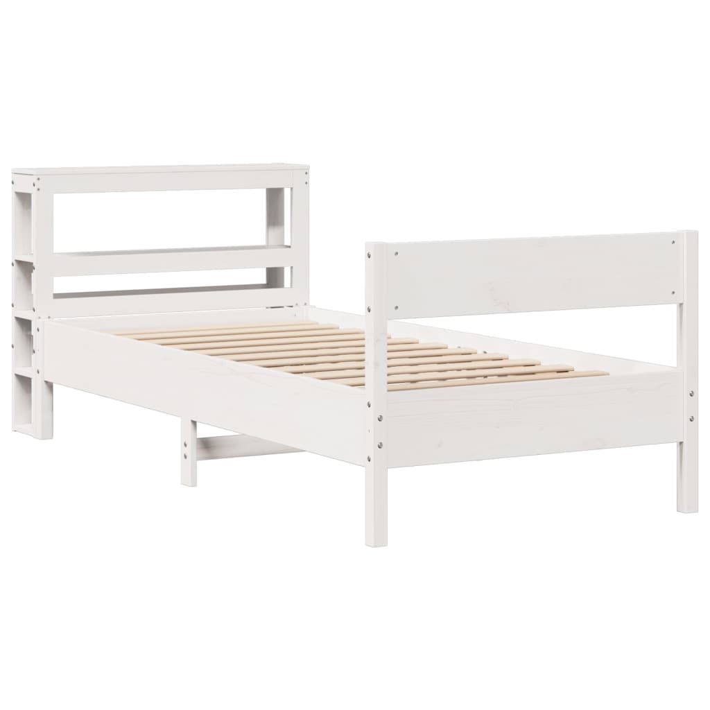 Bed Frame without Mattress White 75x190 cm Small Single Solid Wood Pine