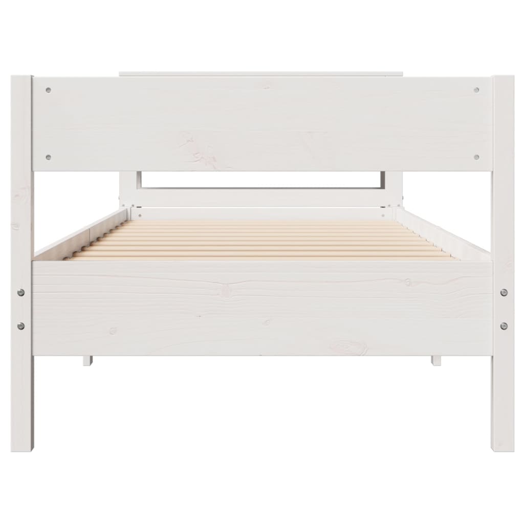 Bed Frame without Mattress White 75x190 cm Small Single Solid Wood Pine