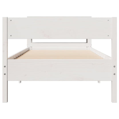 Bed Frame without Mattress White 75x190 cm Small Single Solid Wood Pine