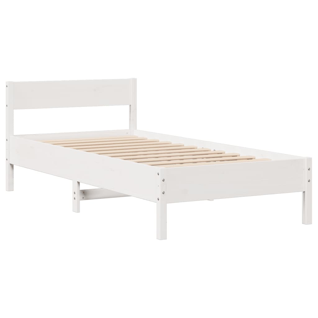 Bed Frame without Mattress White 75x190 cm Small Single Solid Wood Pine