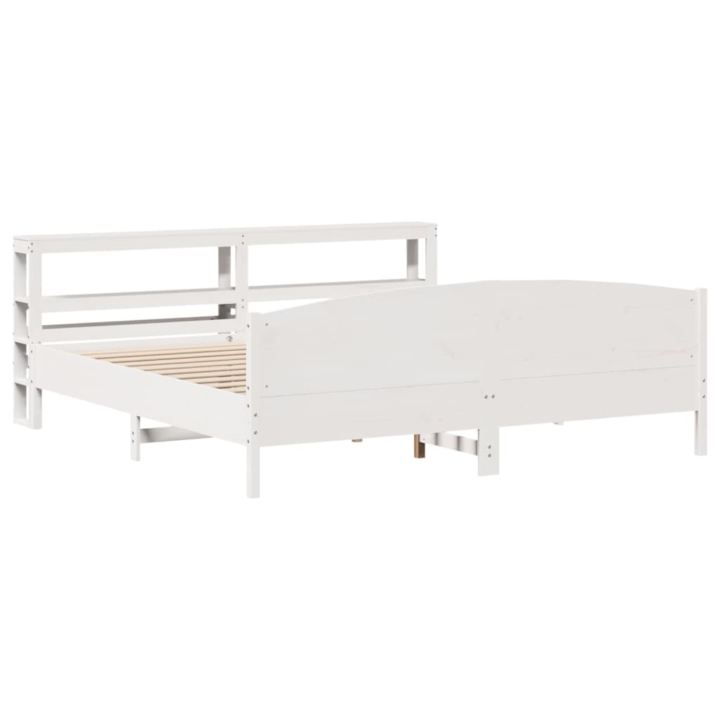 Bed Frame without Mattress White 180x200 cm Super King Solid Wood Pine