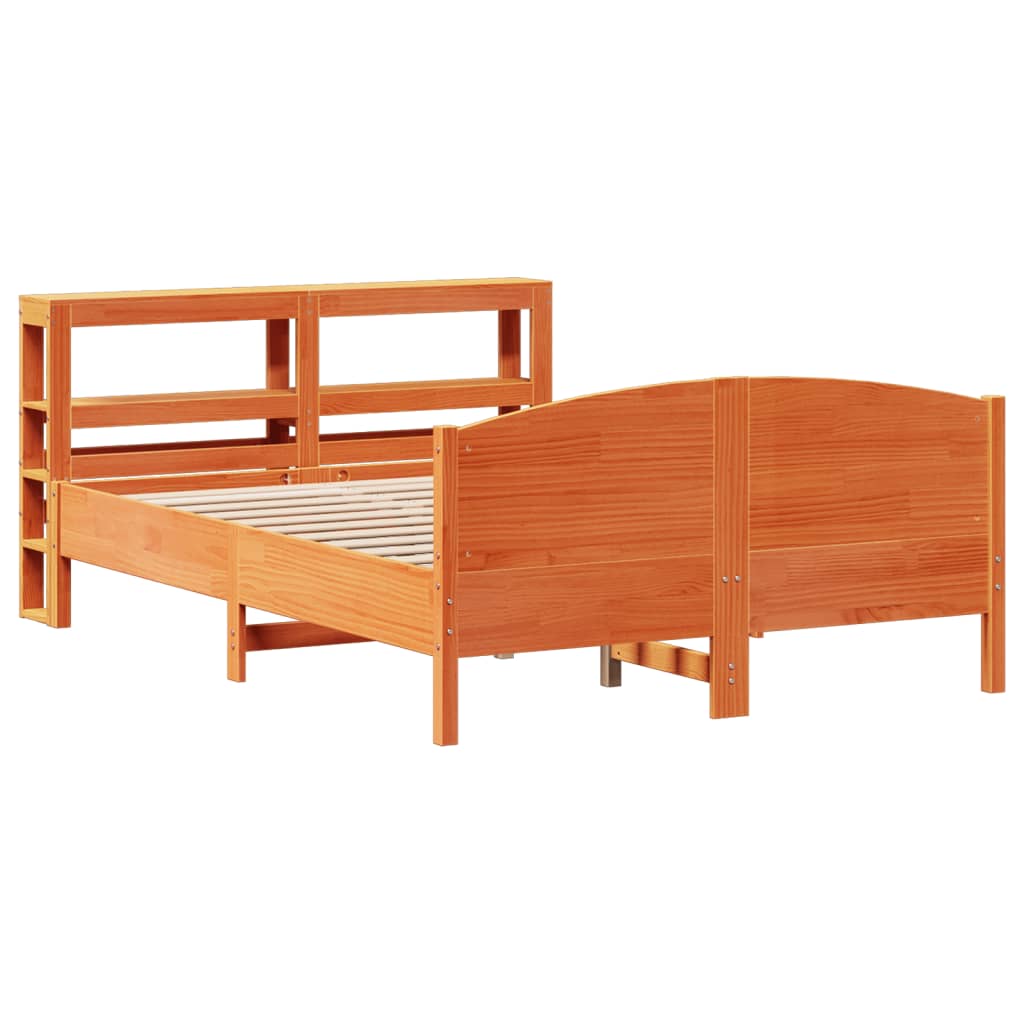 Bed Frame without Mattress Wax Brown 160x200 cm Solid Wood Pine