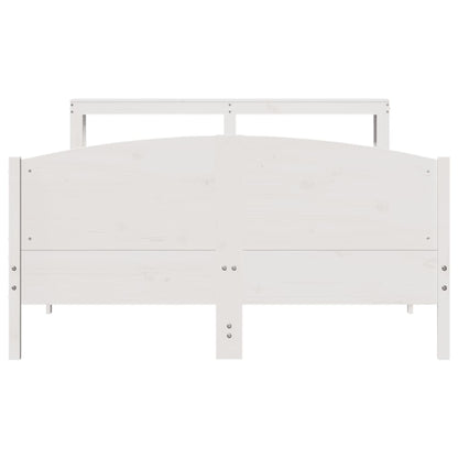 Bed Frame without Mattress White 150x200 cm King Size Solid Wood Pine