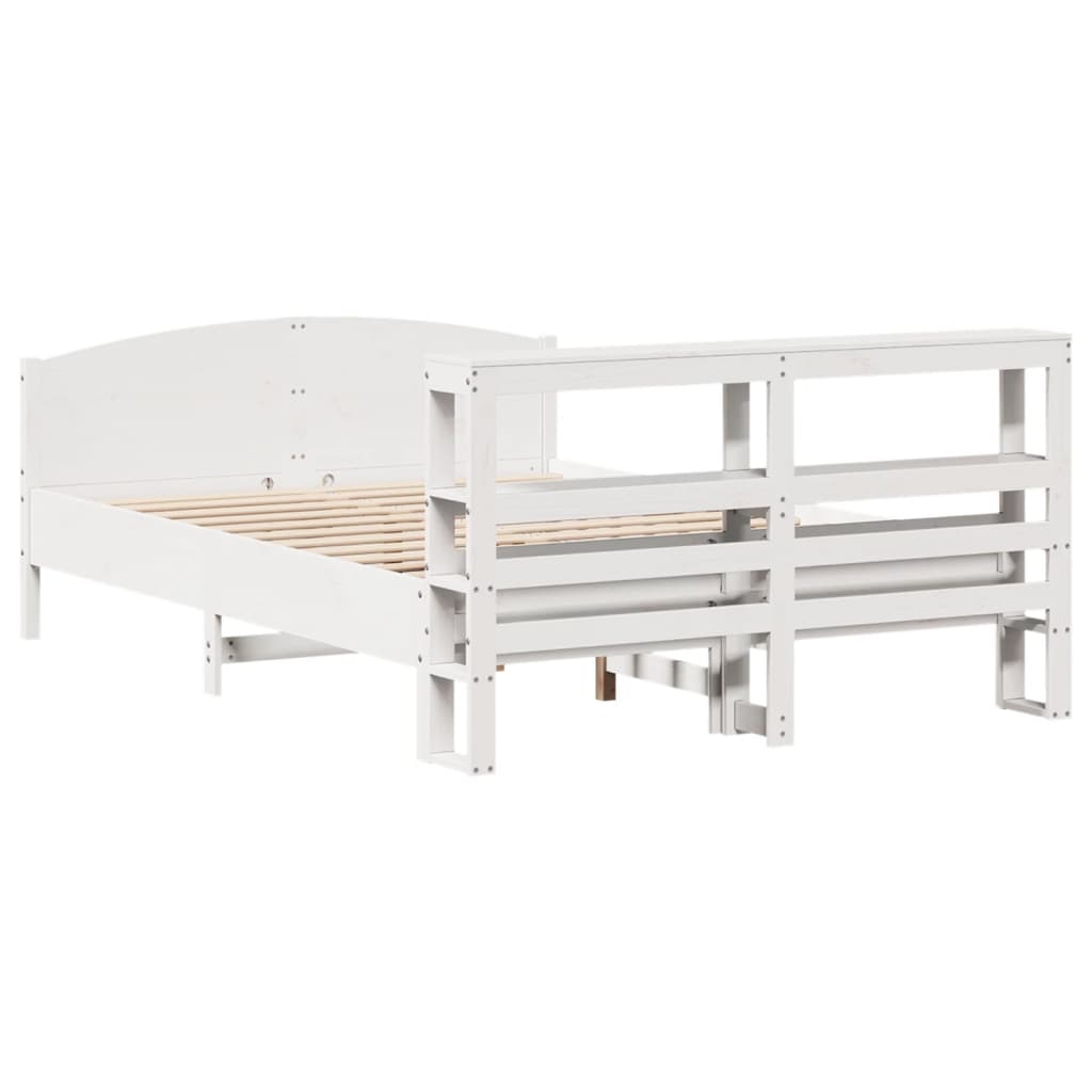 Bed Frame without Mattress White 150x200 cm King Size Solid Wood Pine