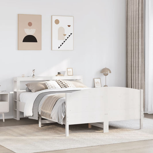 Bed Frame without Mattress White 140x190 cm Solid Wood Pine