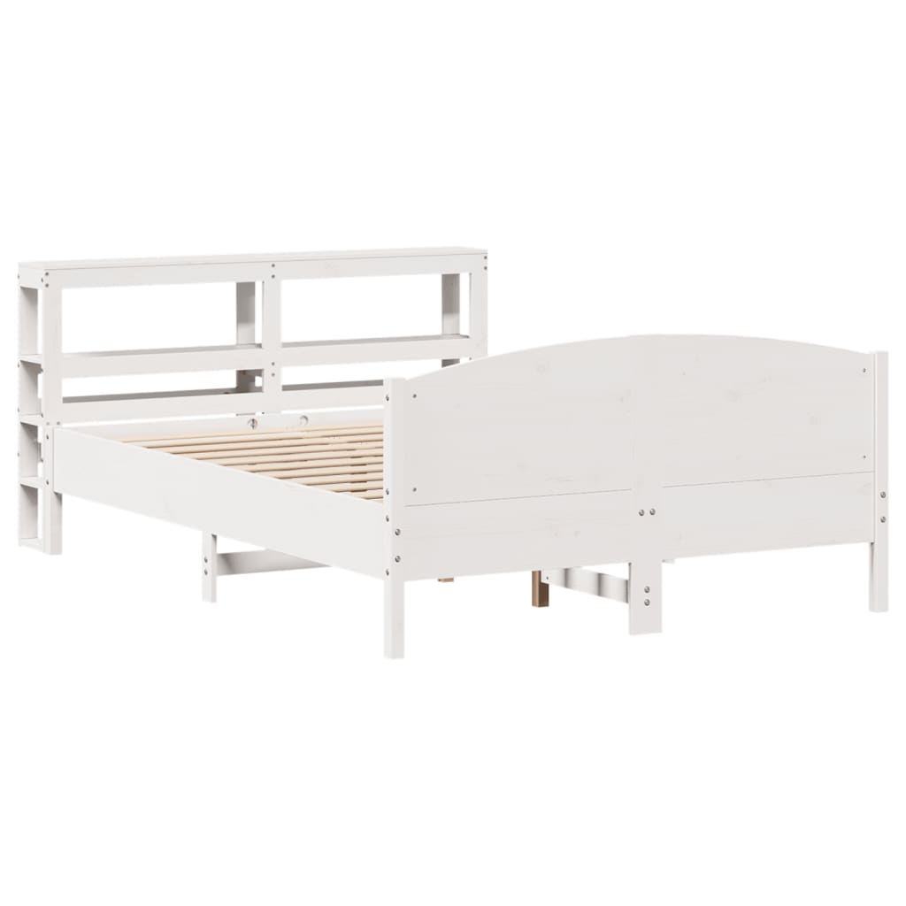 Bed Frame without Mattress White 135x190 cm Double Solid Wood Pine