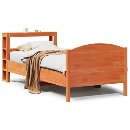 Bed Frame without Mattress Wax Brown 75x190 cm Small Single Solid Wood Pine