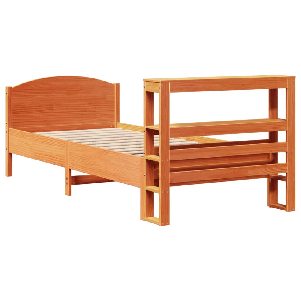 Bed Frame without Mattress Wax Brown 75x190 cm Small Single Solid Wood Pine