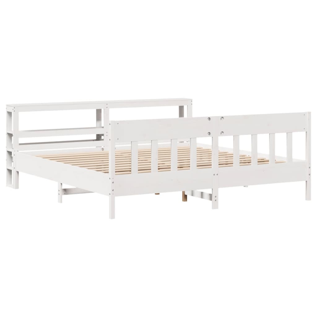 Bed Frame without Mattress White 200x200 cm Solid Wood Pine