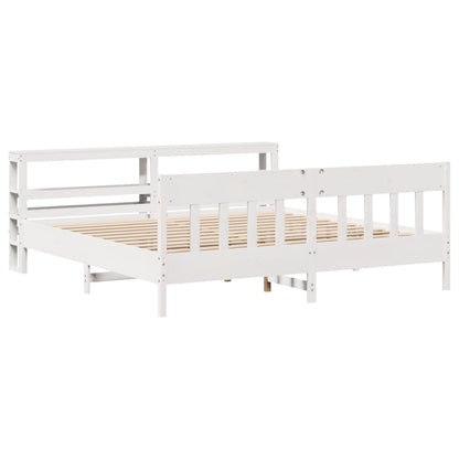 Bed Frame without Mattress White 200x200 cm Solid Wood Pine
