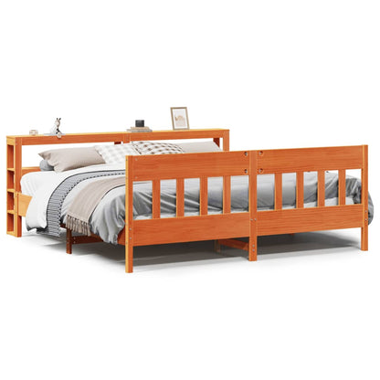 Bed Frame without Mattress Wax Brown 200x200 cm Solid Wood Pine
