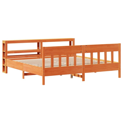 Bed Frame without Mattress Wax Brown 200x200 cm Solid Wood Pine