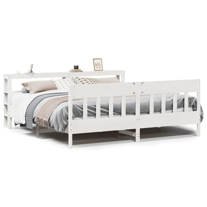 Bed Frame without Mattress White 180x200 cm Super King Solid Wood Pine