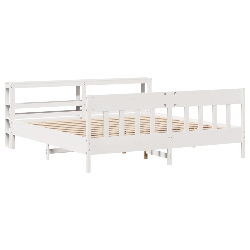 Bed Frame without Mattress White 180x200 cm Super King Solid Wood Pine
