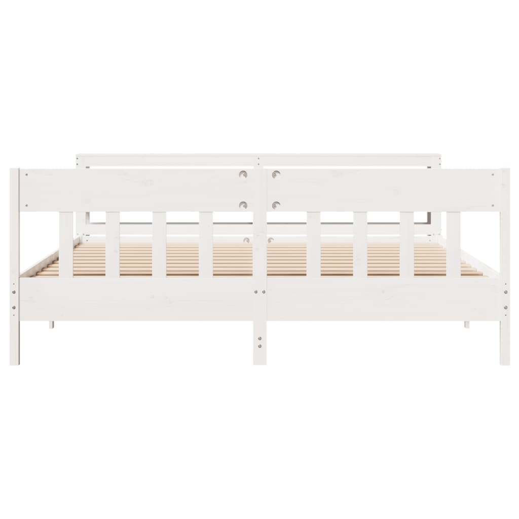 Bed Frame without Mattress White 180x200 cm Super King Solid Wood Pine