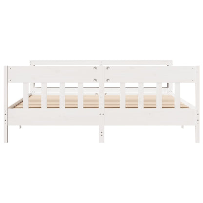 Bed Frame without Mattress White 180x200 cm Super King Solid Wood Pine