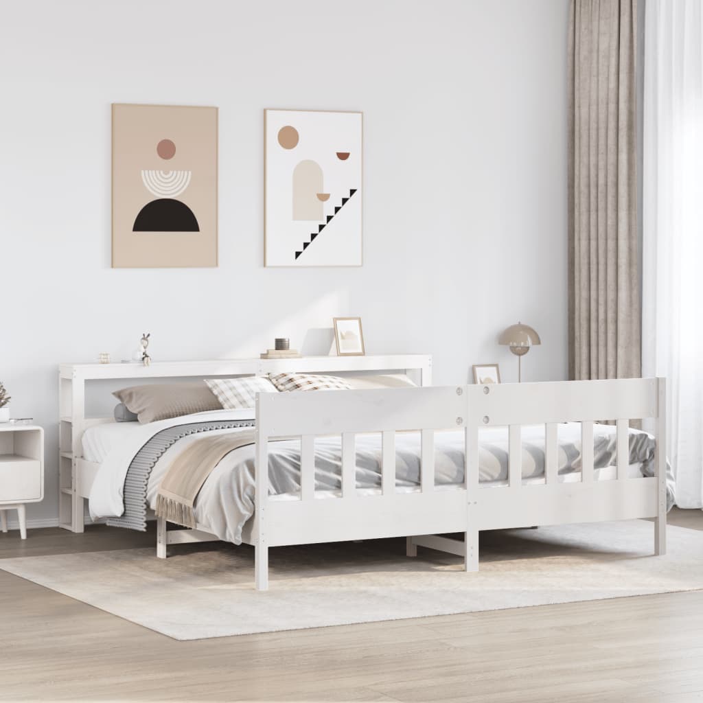 Bed Frame without Mattress White 180x200 cm Super King Solid Wood Pine