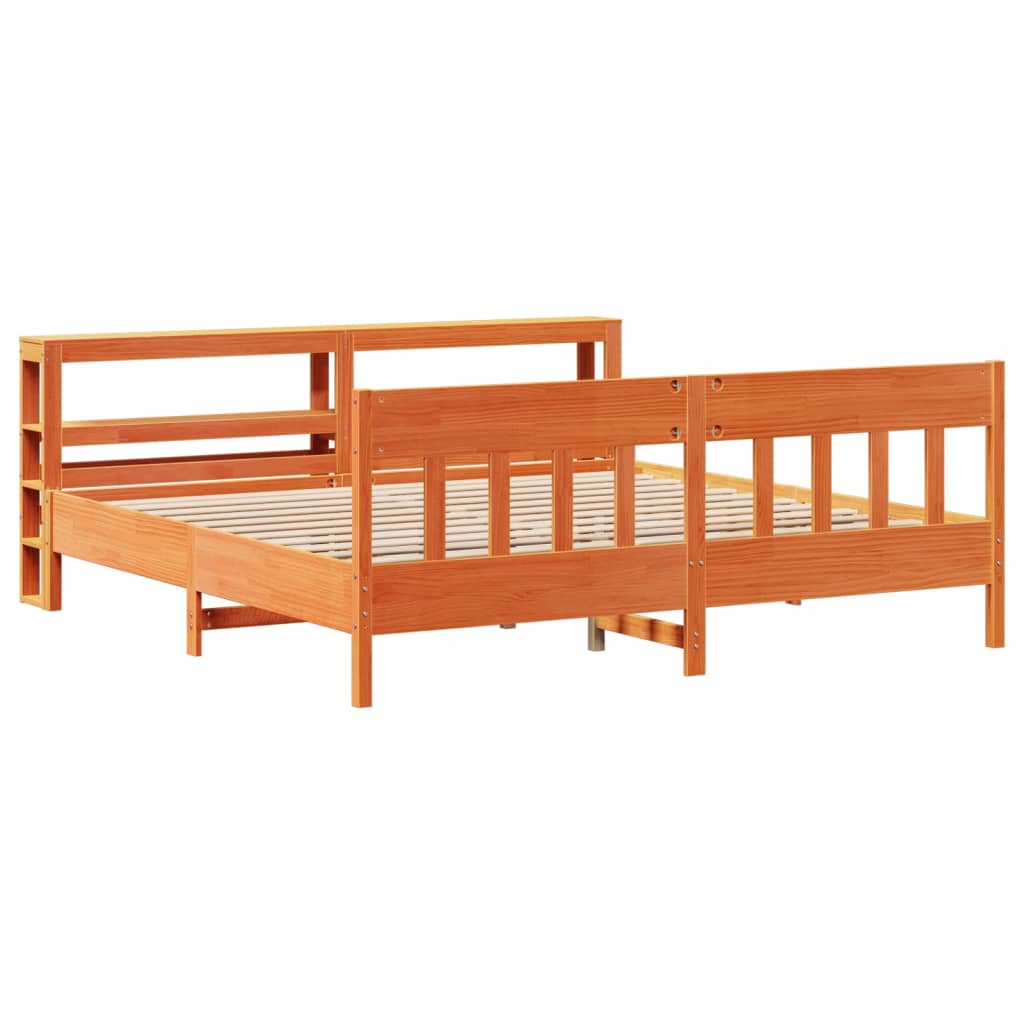 Bed Frame without Mattress Wax Brown 180x200 cm Super King Solid Wood Pine