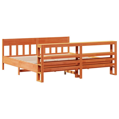 Bed Frame without Mattress Wax Brown 180x200 cm Super King Solid Wood Pine