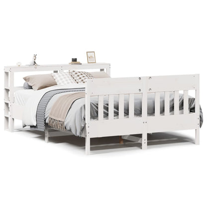 Bed Frame without Mattress White 150x200 cm King Size Solid Wood Pine