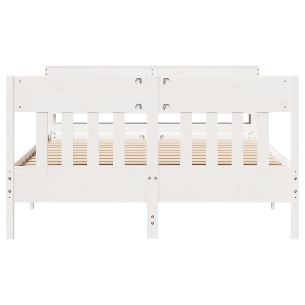 Bed Frame without Mattress White 150x200 cm King Size Solid Wood Pine