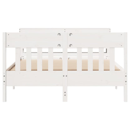 Bed Frame without Mattress White 150x200 cm King Size Solid Wood Pine