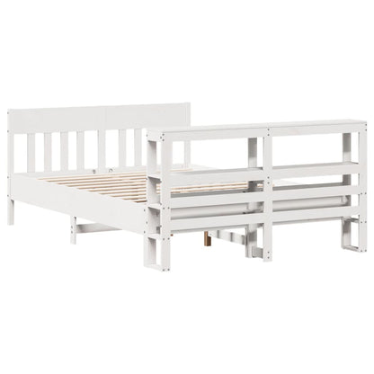 Bed Frame without Mattress White 150x200 cm King Size Solid Wood Pine
