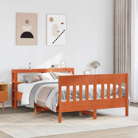 Bed Frame without Mattress Wax Brown 150x200 cm King Size Solid Wood Pine