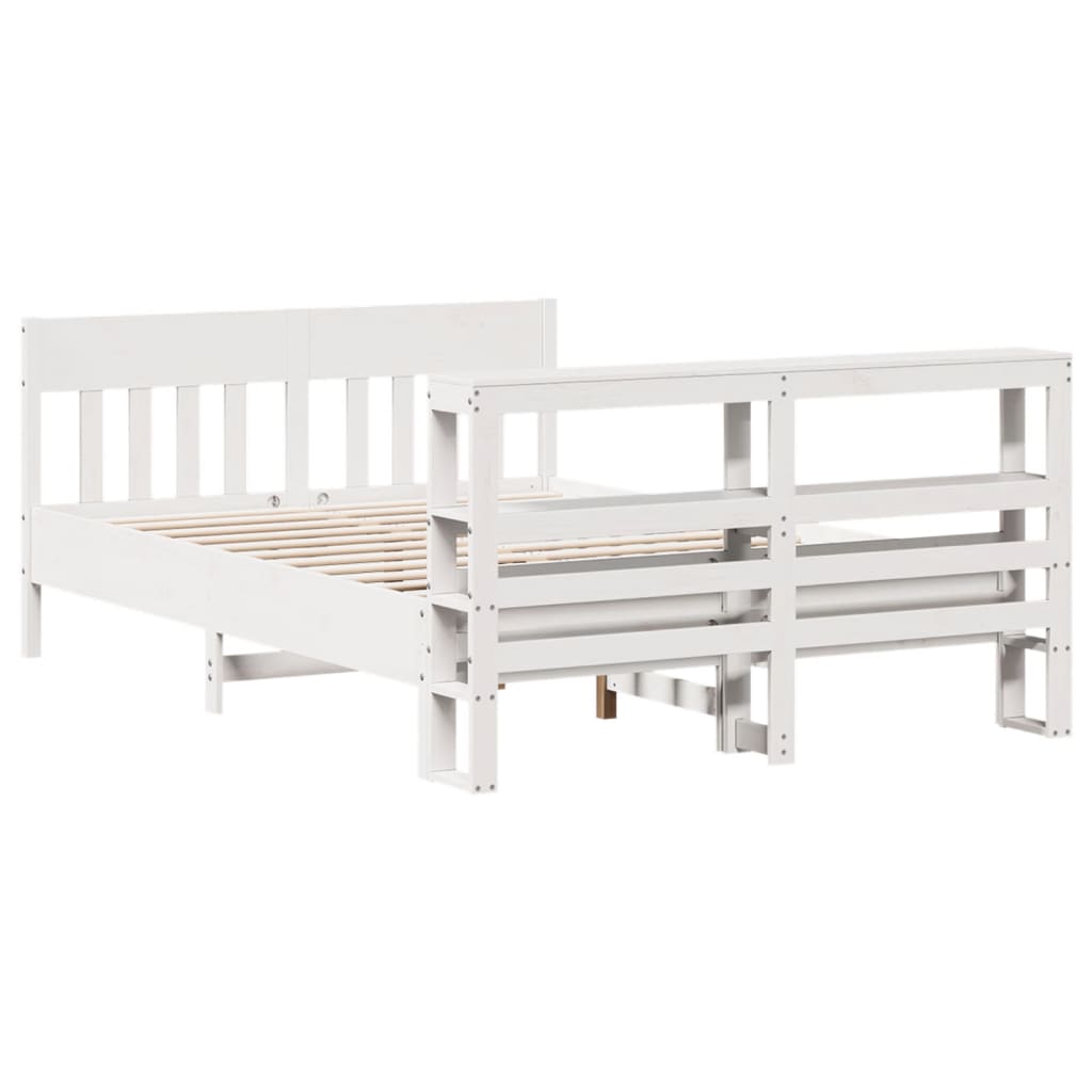 Bed Frame without Mattress White 140x200 cm Solid Wood Pine
