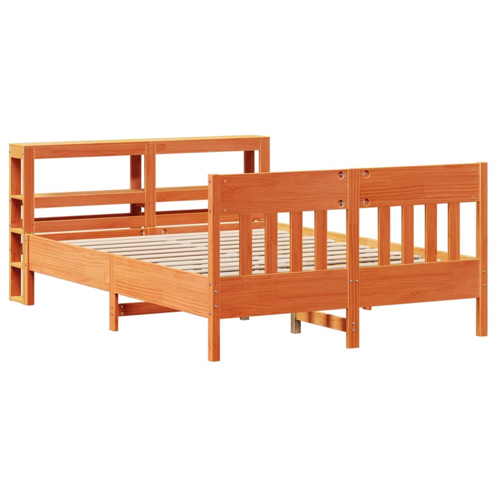 Bed Frame without Mattress Wax Brown 140x200 cm Solid Wood Pine