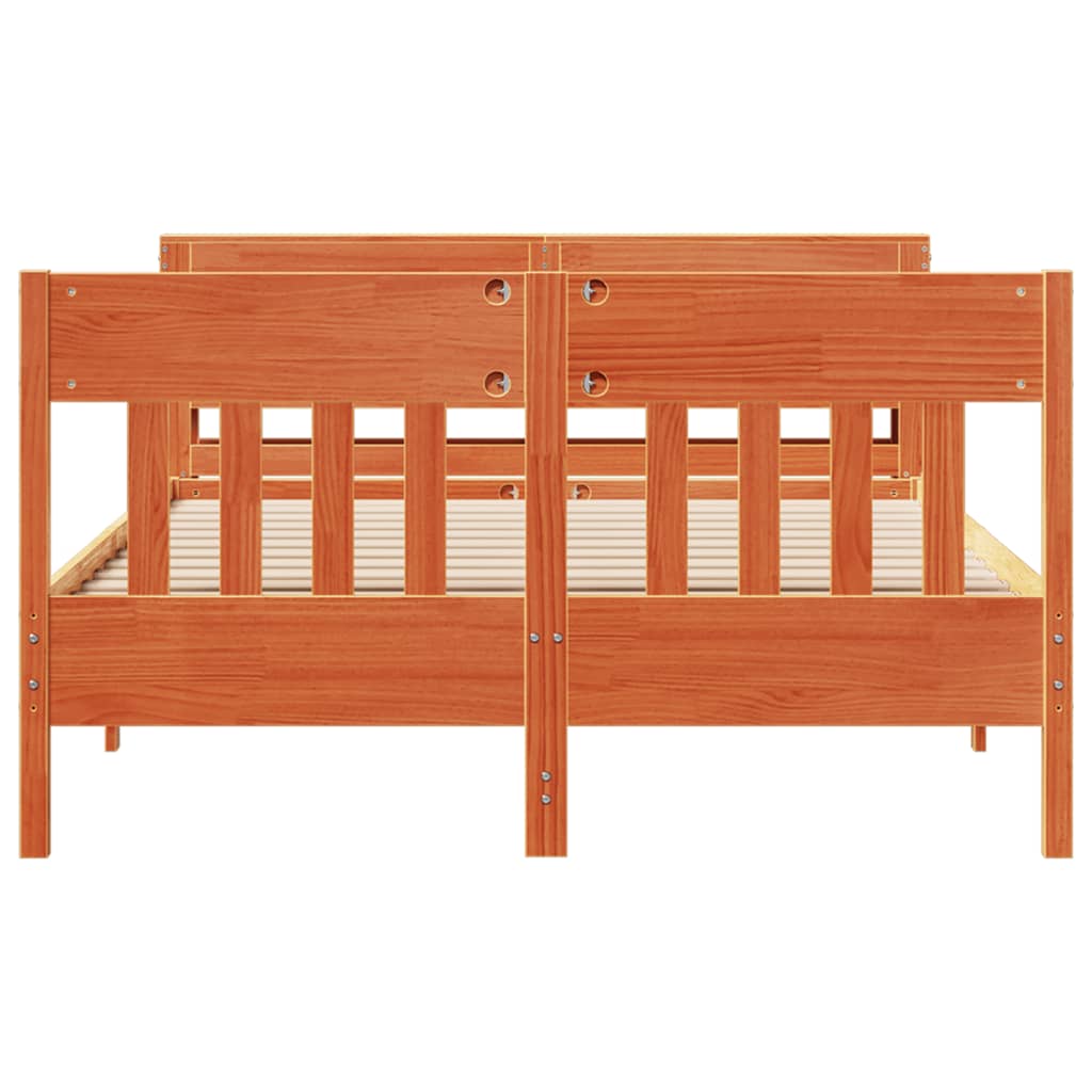 Bed Frame without Mattress Wax Brown 140x200 cm Solid Wood Pine
