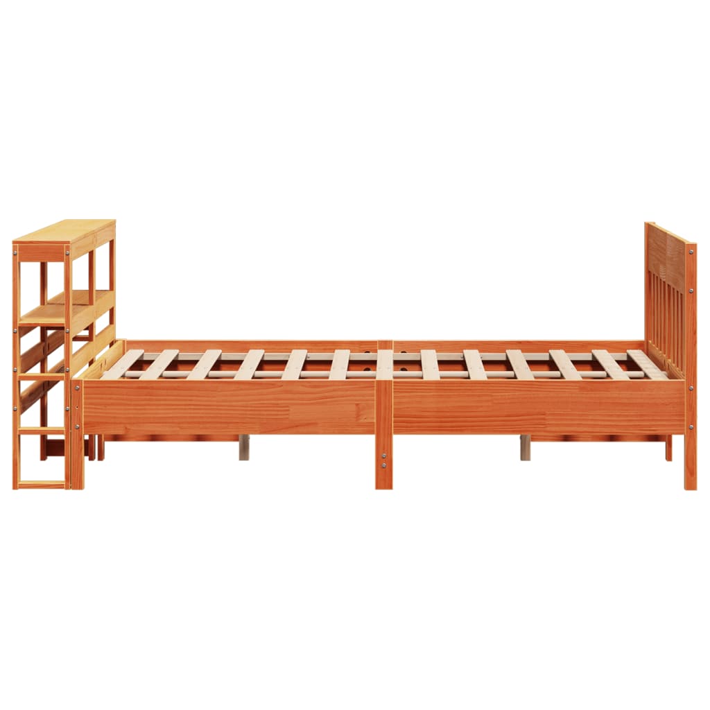 Bed Frame without Mattress Wax Brown 140x200 cm Solid Wood Pine