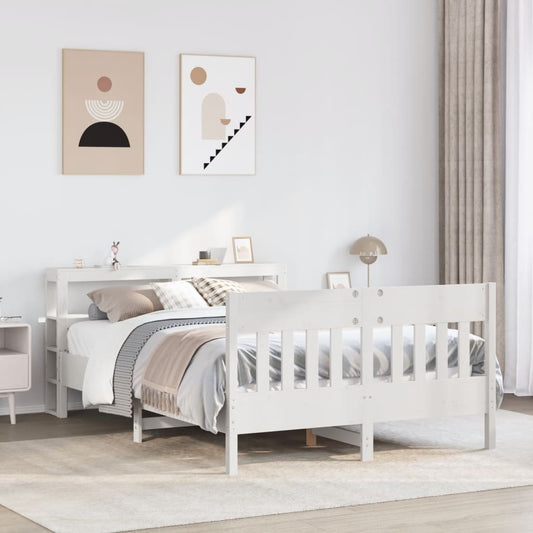 Bed Frame without Mattress White 120x200 cm Solid Wood Pine