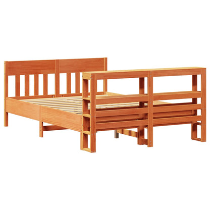 Bed Frame without Mattress Wax Brown 120x200 cm Solid Wood Pine