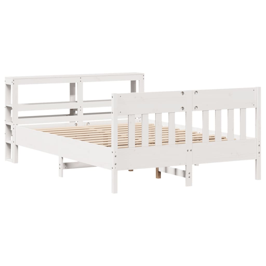 Bed Frame without Mattress White 140x190 cm Solid Wood Pine