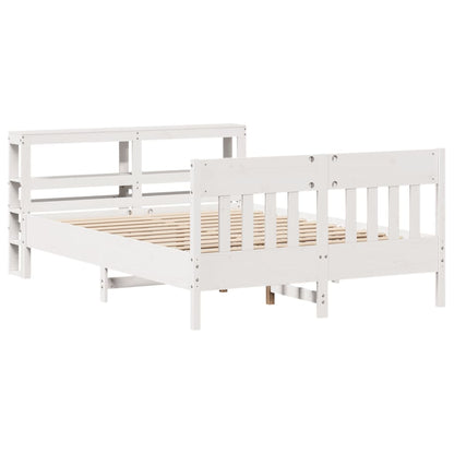 Bed Frame without Mattress White 140x190 cm Solid Wood Pine
