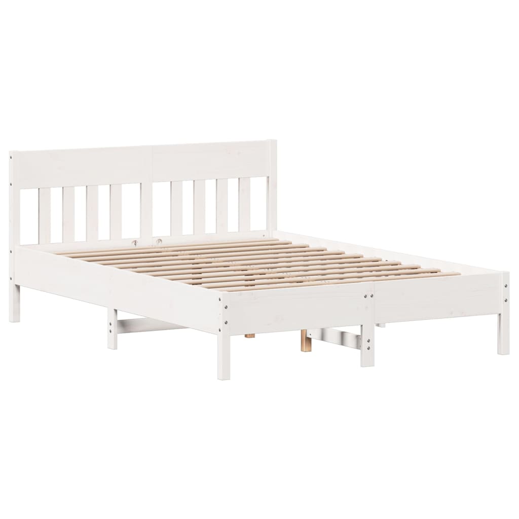 Bed Frame without Mattress White 140x190 cm Solid Wood Pine