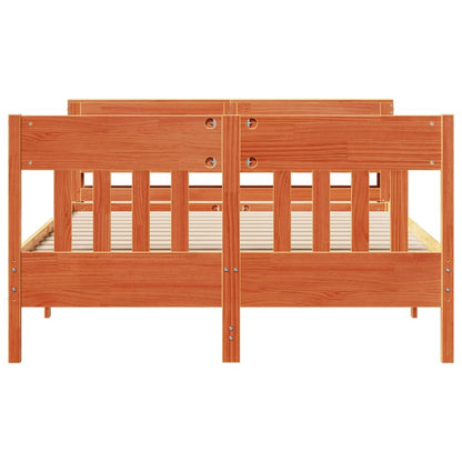 Bed Frame without Mattress Wax Brown 140x190 cm Solid Wood Pine