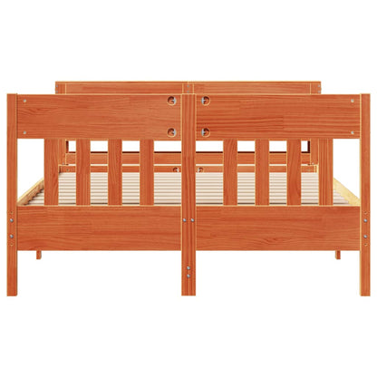Bed Frame without Mattress Wax Brown 135x190 cm Double Solid Wood Pine