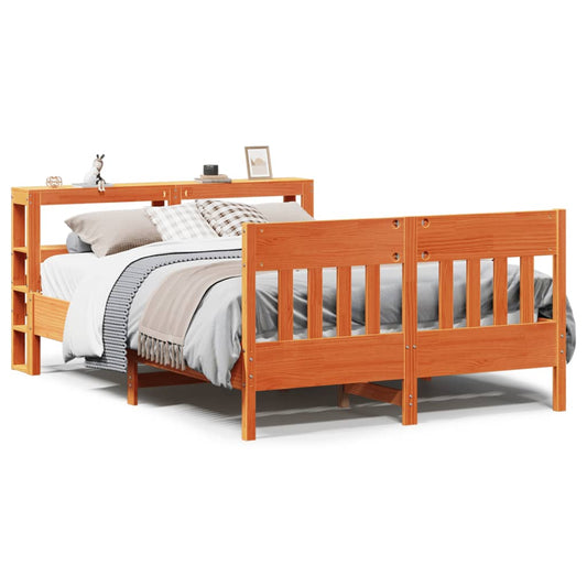 Bed Frame without Mattress Wax Brown 135x190 cm Double Solid Wood Pine
