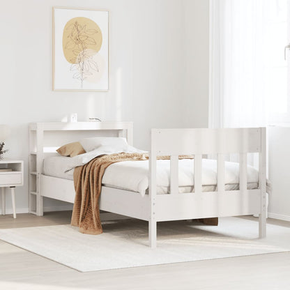 Bed Frame without Mattress White 75x190 cm Small Single Solid Wood Pine
